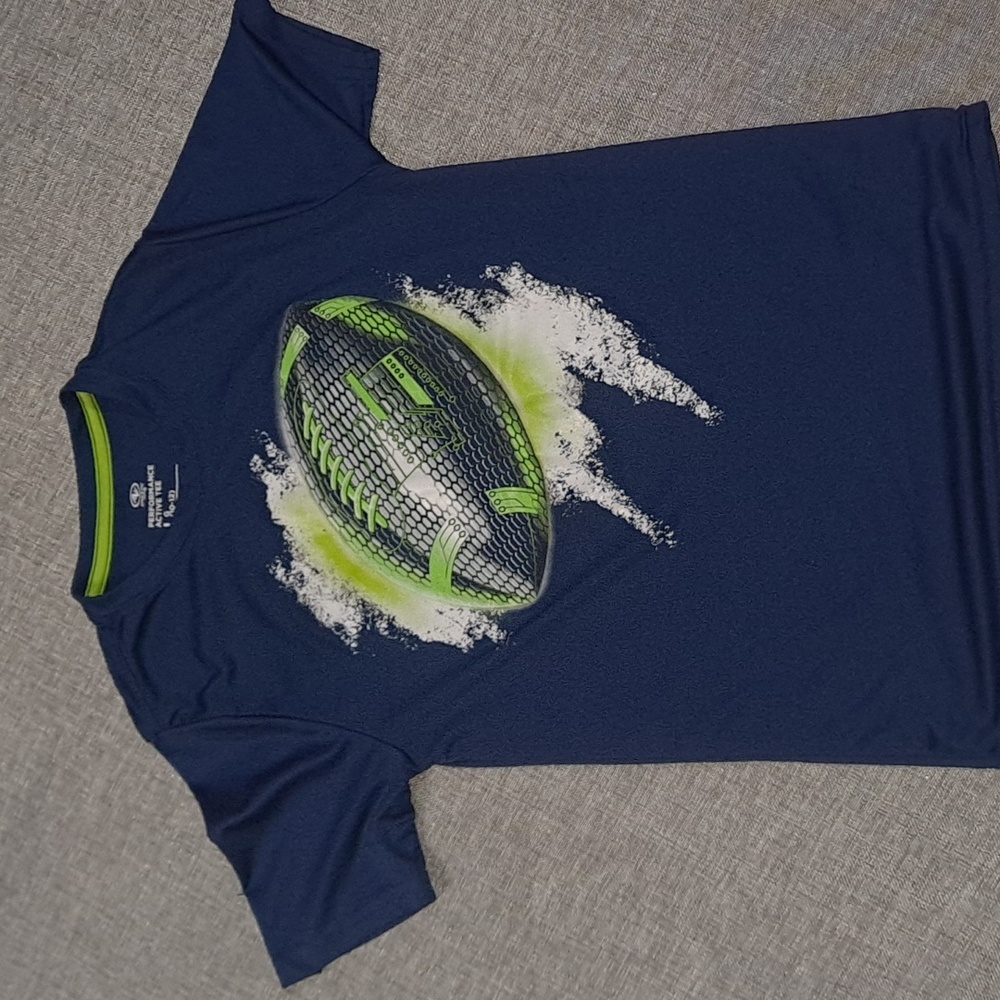 Football Navy and Green Boys Short Tee YLG